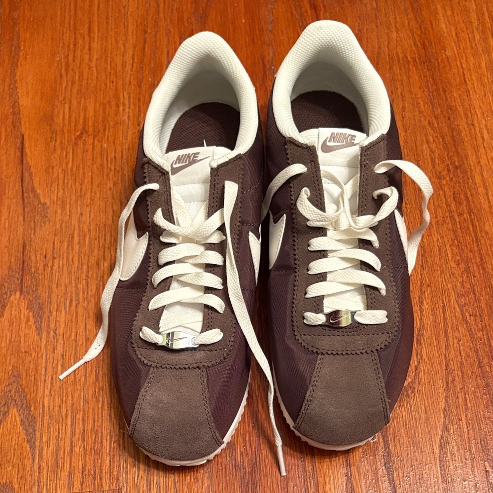 Lightly worn Nike Cortez Chocolate Brown and White Sneakers